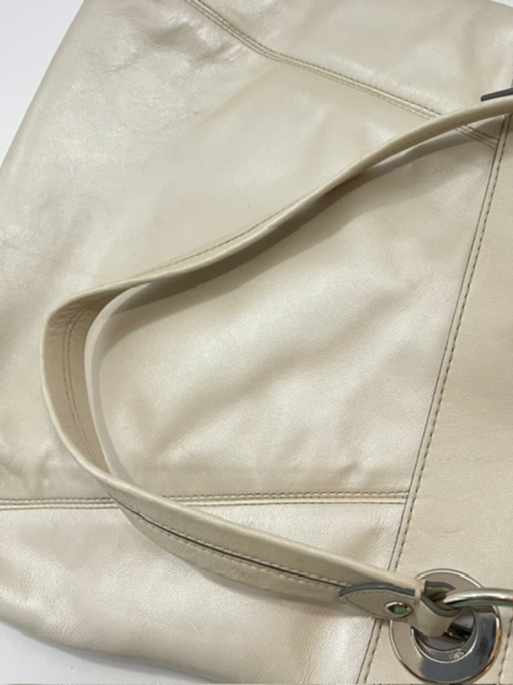 Coach Y2K Ashley Hippie Pearl White Leather Shoulder Bag F17605 chunky hardware - Picture 11 of 16